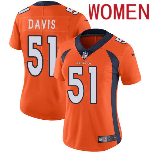 Women Denver Broncos #51 Todd Davis Orange Nike Vapor Limited NFL Jersey